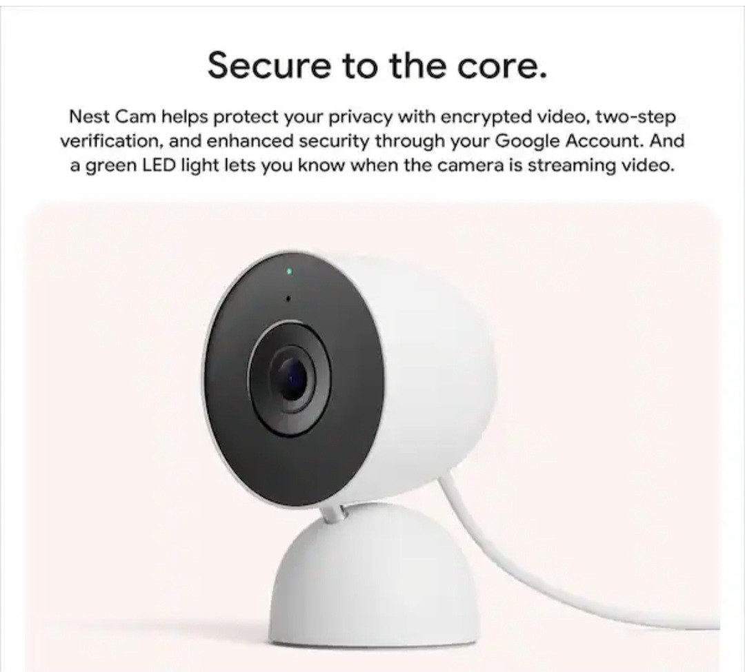 Google Nest Indoor Smart Security Camera (Wired, 3rd Gen) – Snow