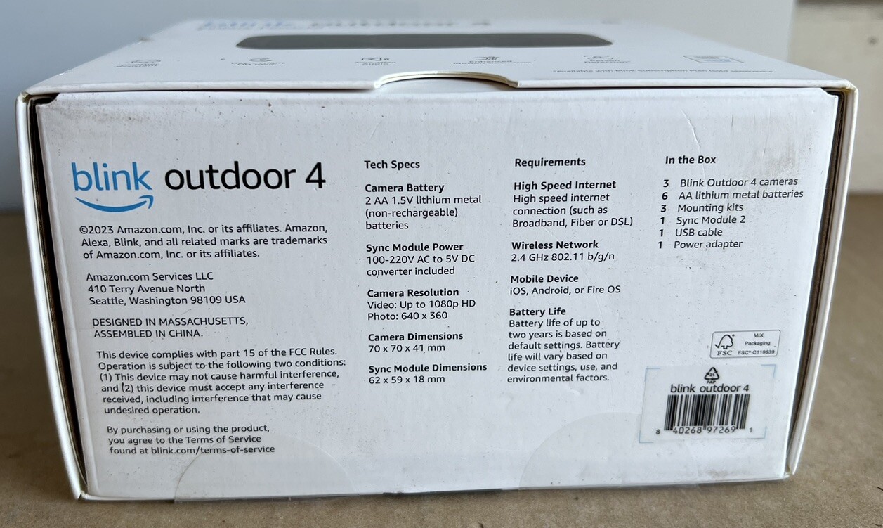 NEW SEALED Blink Outdoor 4 Wire-Free Smart Security 3 Camera System Kit 4th Gen