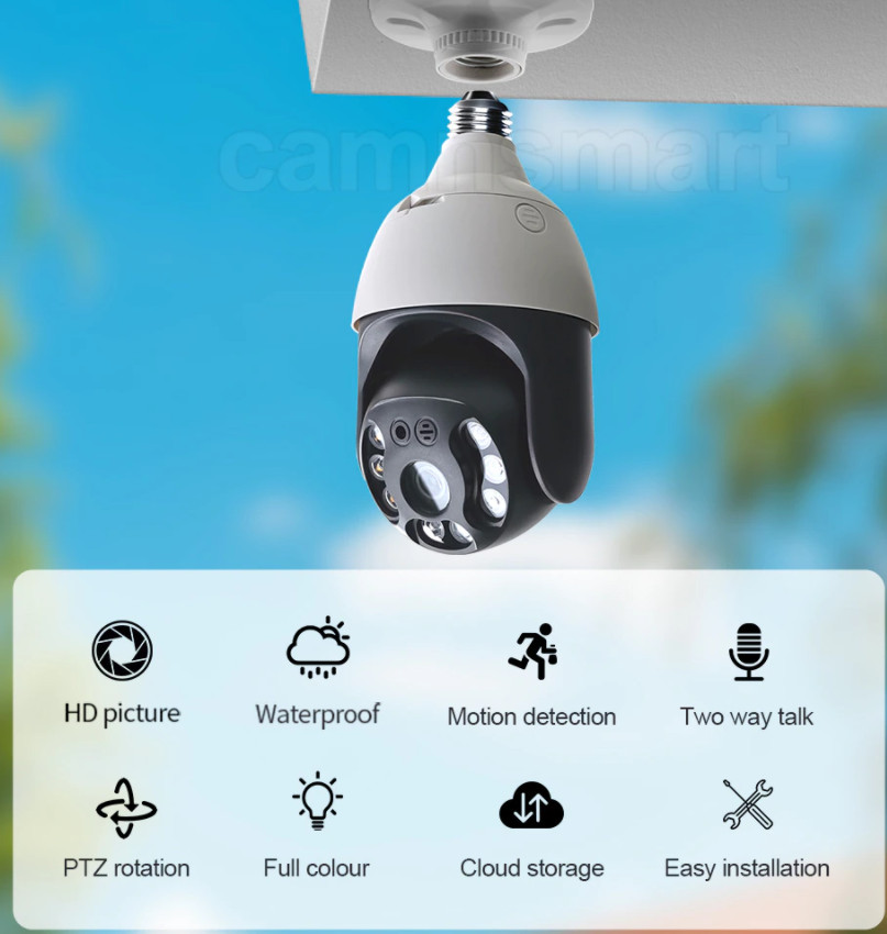 3MP Bulb IP Camera Wifi PTZ Waterproof Digital Zoom For Indoor Or Outdoor Use