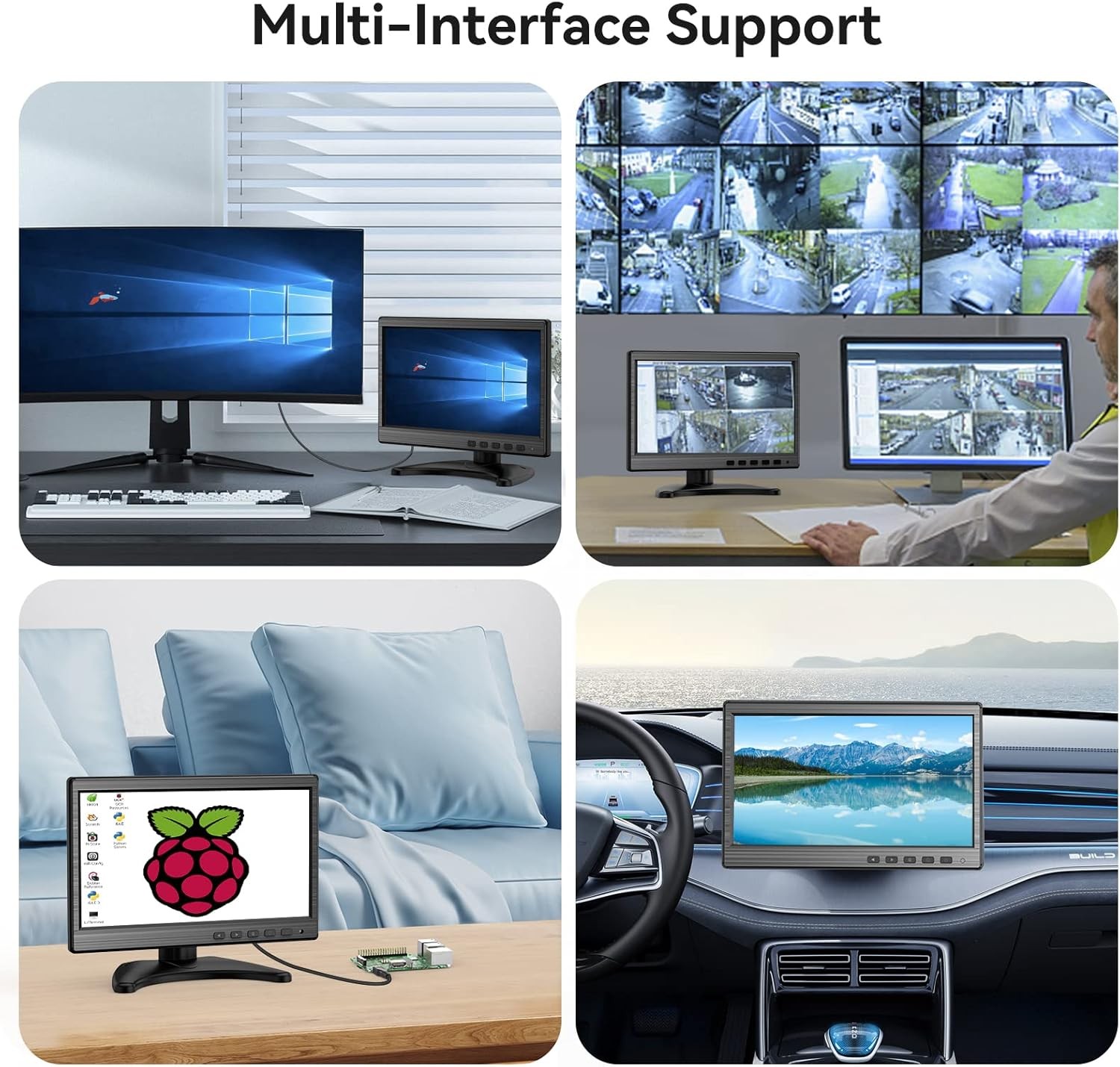 10.1 inch Security Monitor, 1024×600 LCD Small Video monitor