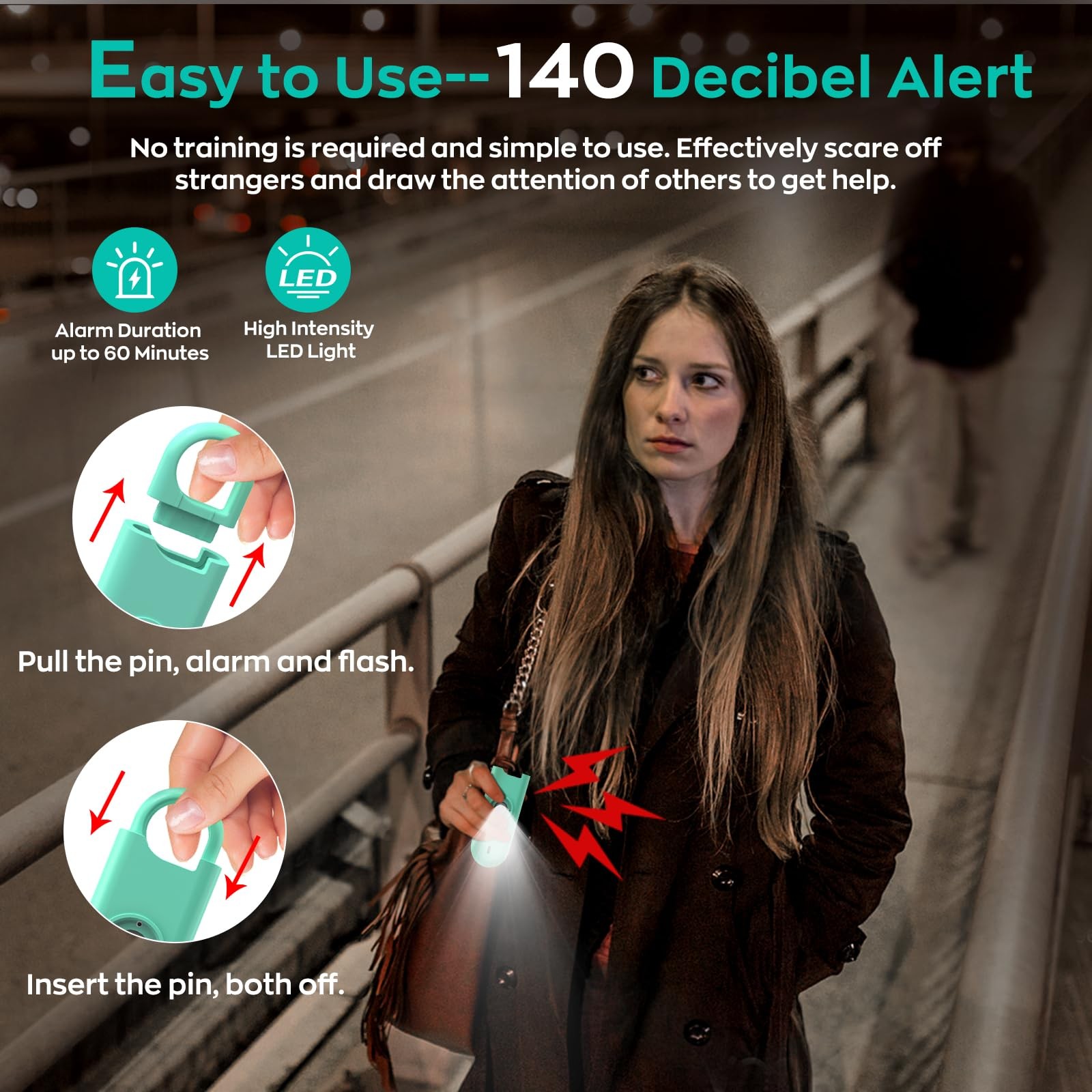 140dB Personal Safety Alarm for Women, 9 Pack Safe Alarm Protection Keychain …