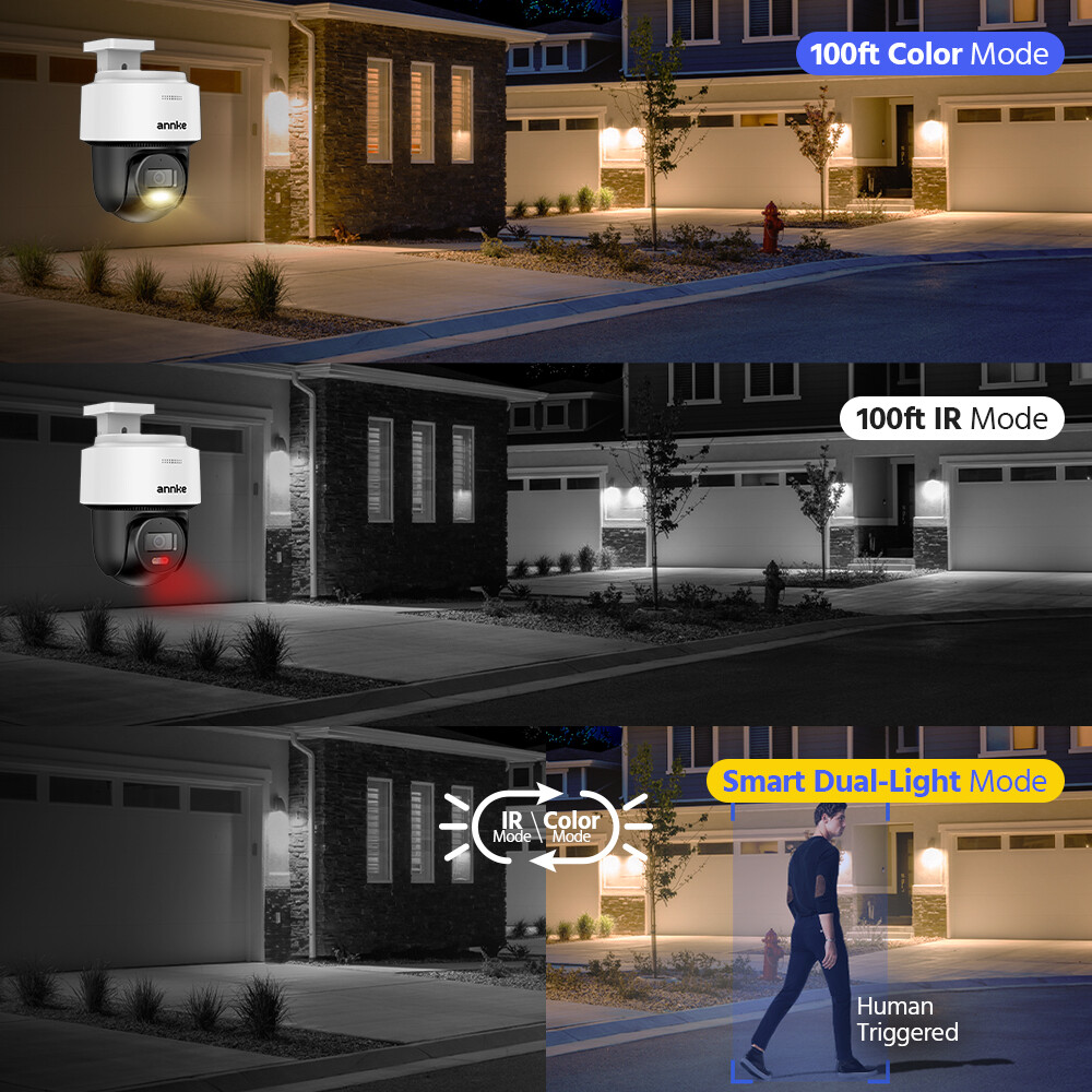 ANNKE 3K PoE Security IP Camera 5MP PT Color Night Vision Two Way Audio H.265+
