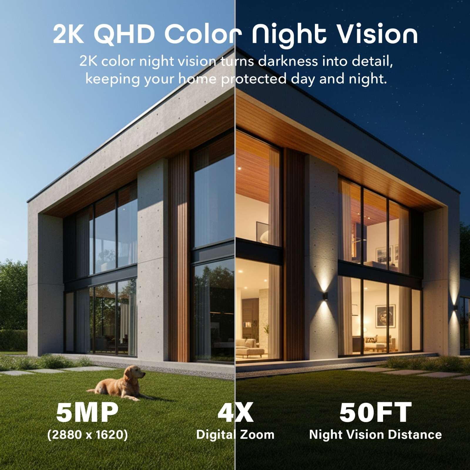 Geeni Falcon Solar Wireless Security Camera 5MP 2K+ Color Night Vision WiFi