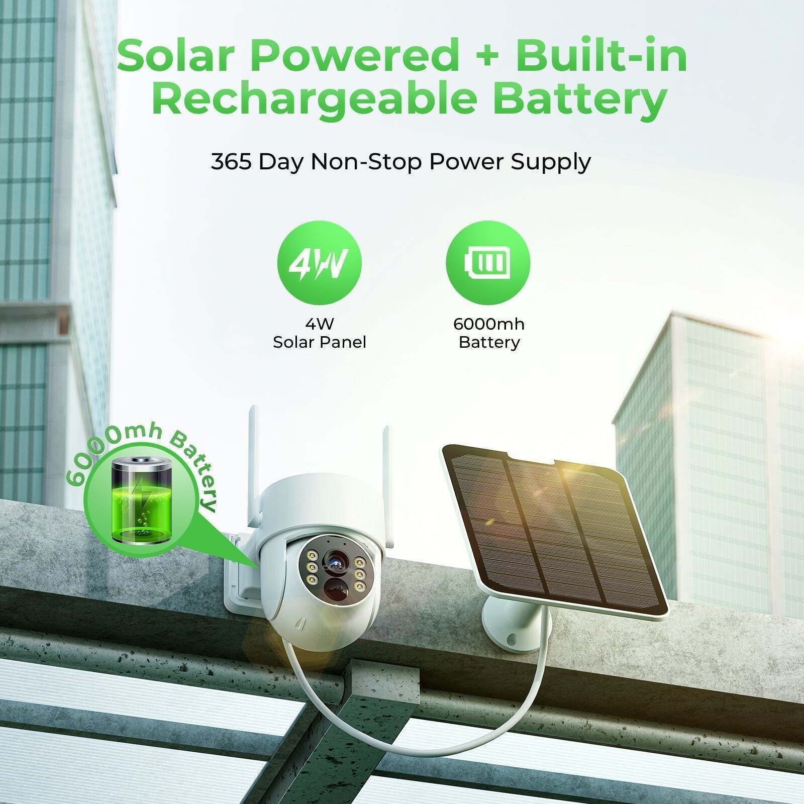 Solar Security Camera Wireless Outdoor with 10″ Monitor NVR System Night Vision