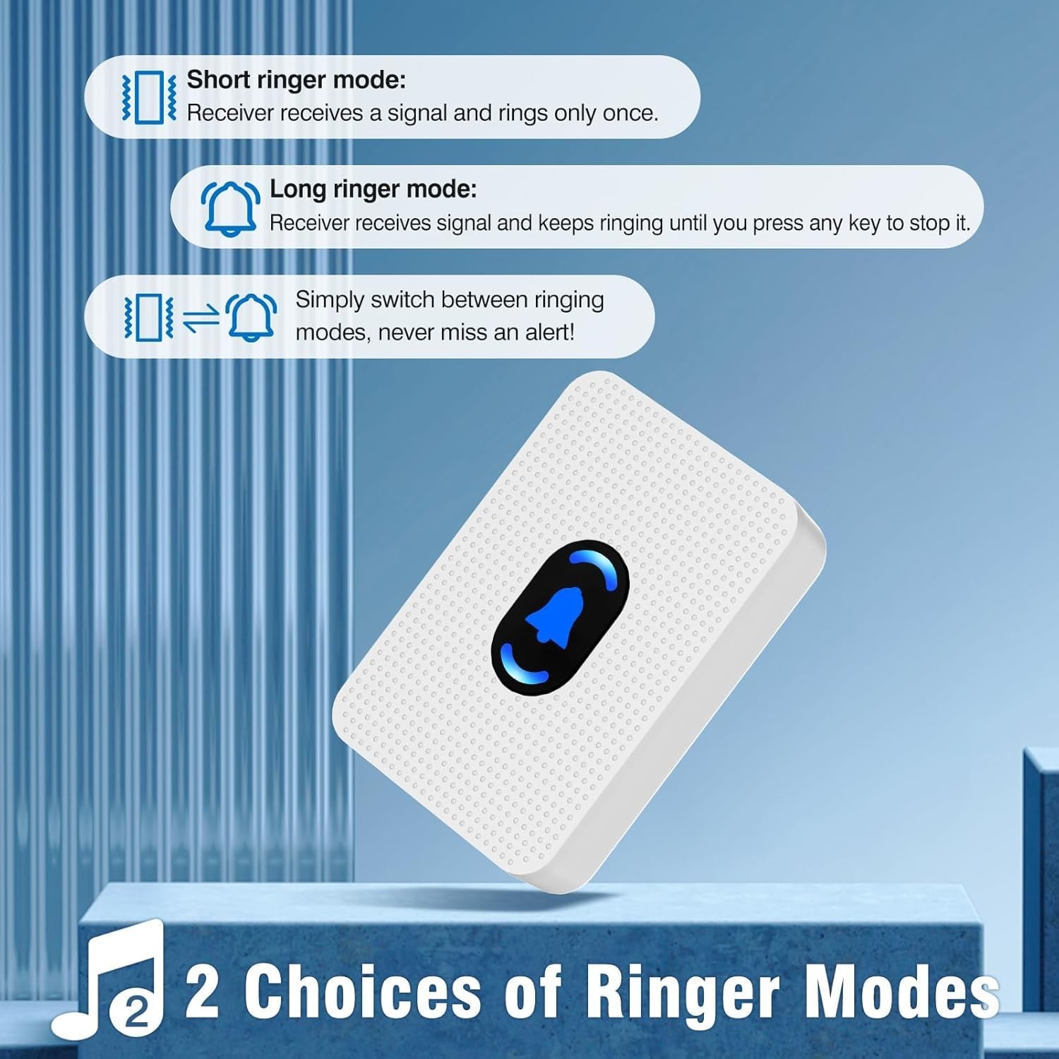 Wireless Door Chime Alarm System – 800ft Range, 20 Melodies, 5 Volume Levels, LE