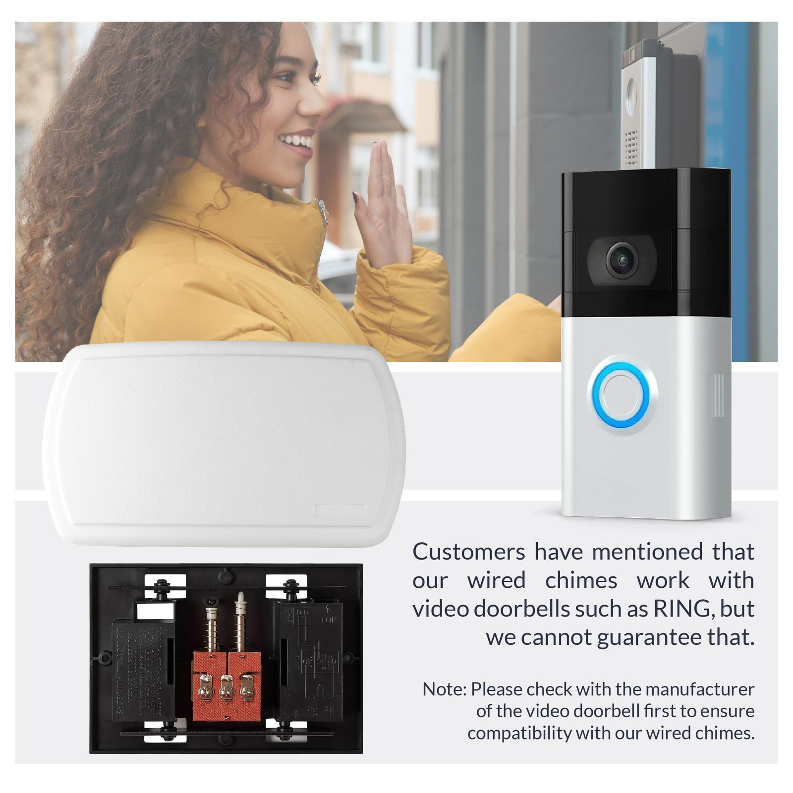 Newhouse Hardware CHM24V White 24-Volt Wired Doorbell Chime
