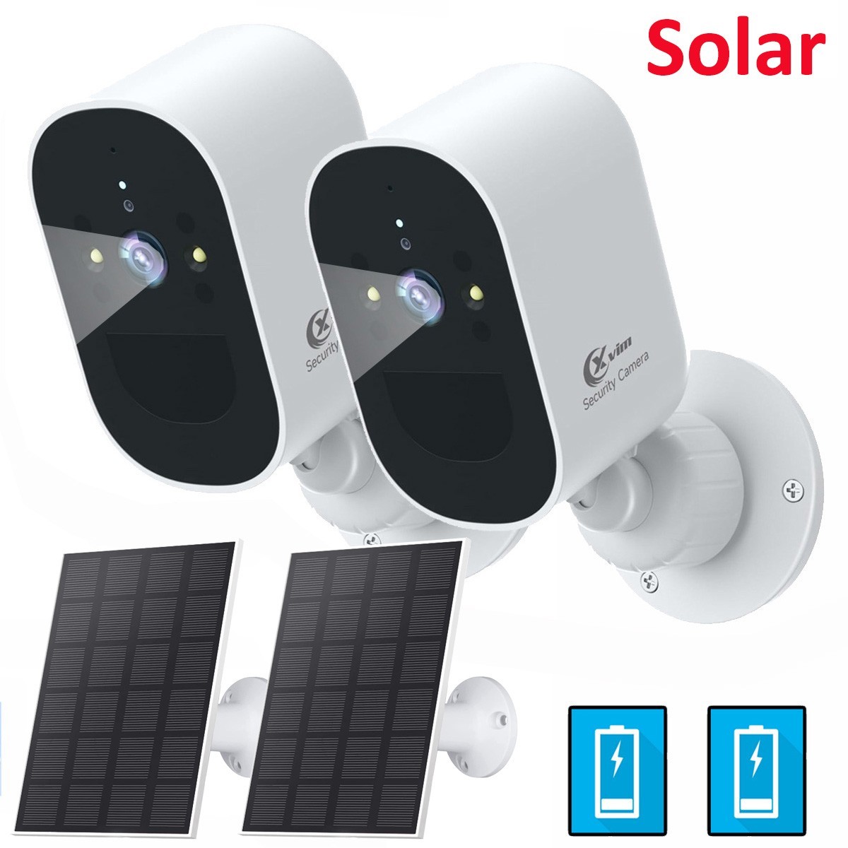 2 Pack Wireless Security Camera 1080P WiFi Solar IP Camera Smart Home Security