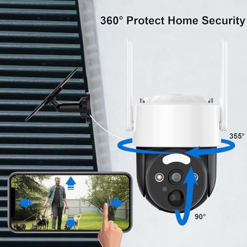 2K Solar Security Cameras Wireless Outdoor, Pan Tilt 360° WiFi Camera for Home