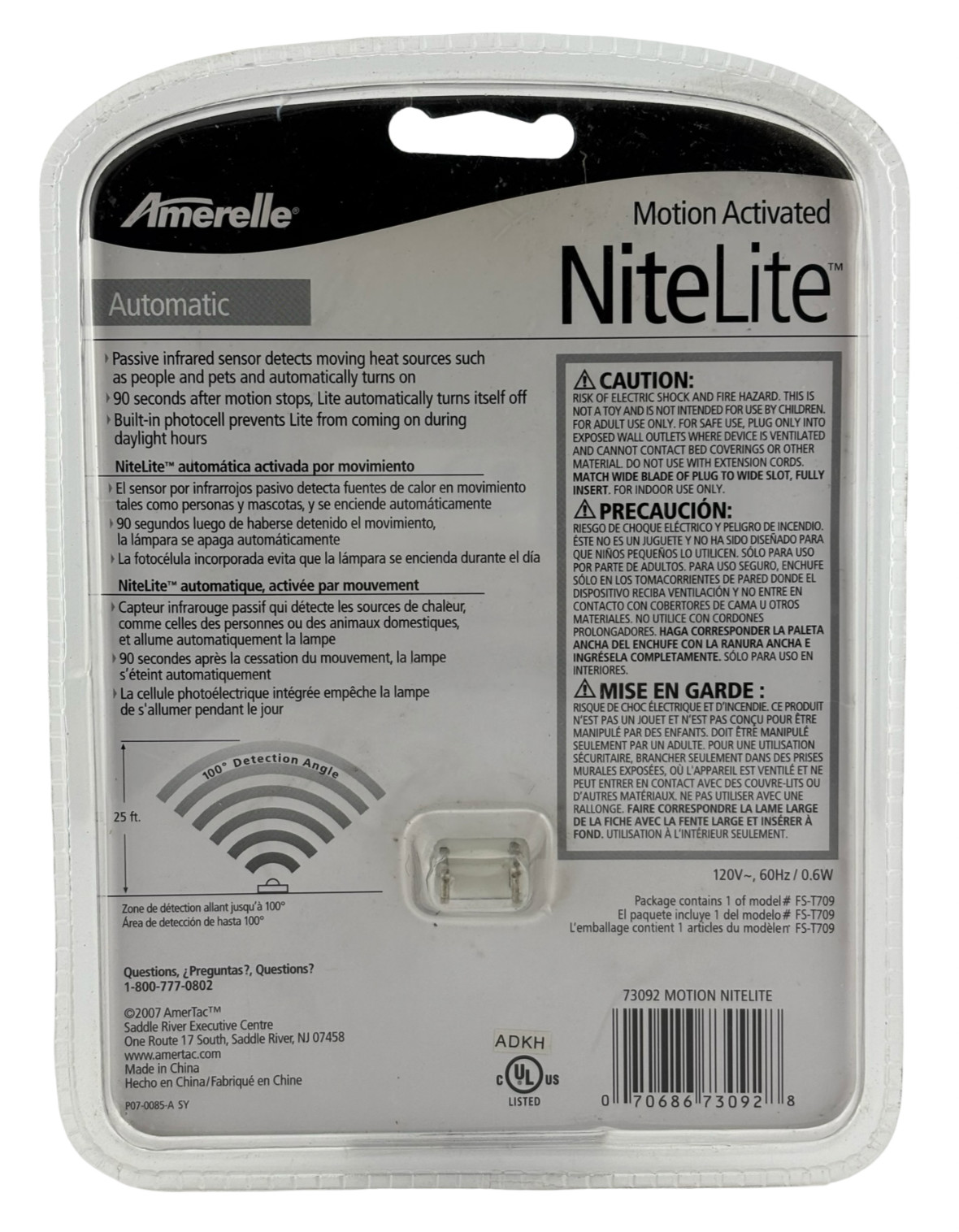 Amerelle Motion Activated Nite Lite Infrared Motion Sensor Night Light Automatic