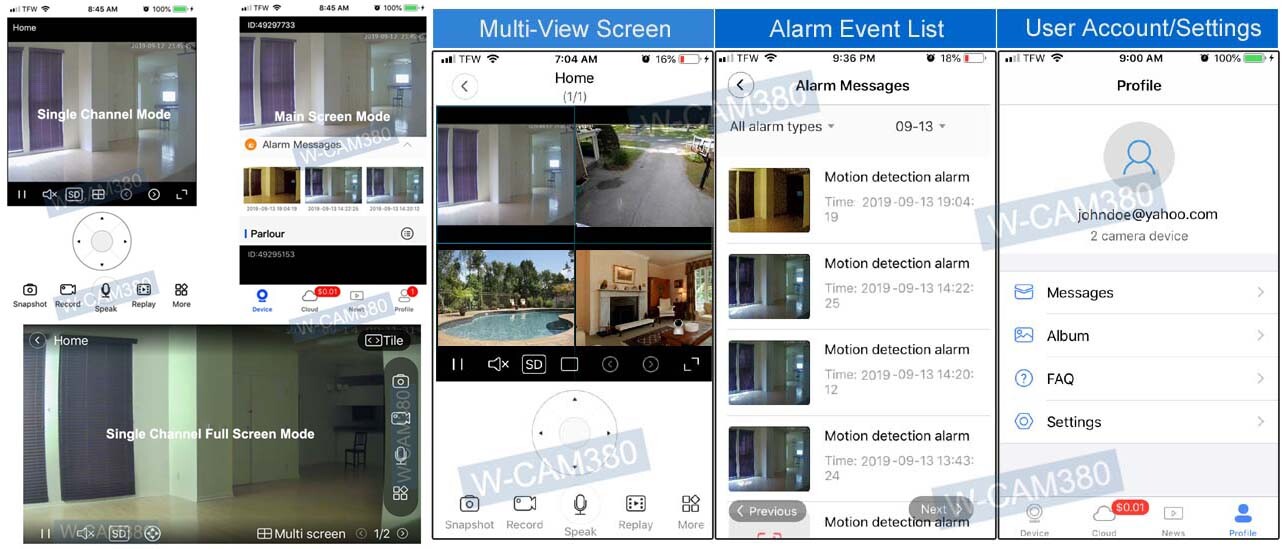 Wi-Fi Remote Home Surveillance Camera 2-Way Audio PTZ Control Alarm Smart EZ App