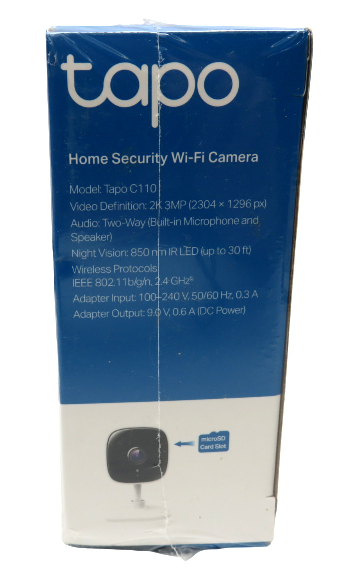 TP-LINK Tapo 2k Indoor Security Wi-Fi Camera, Tapo C110 Night Vision, White