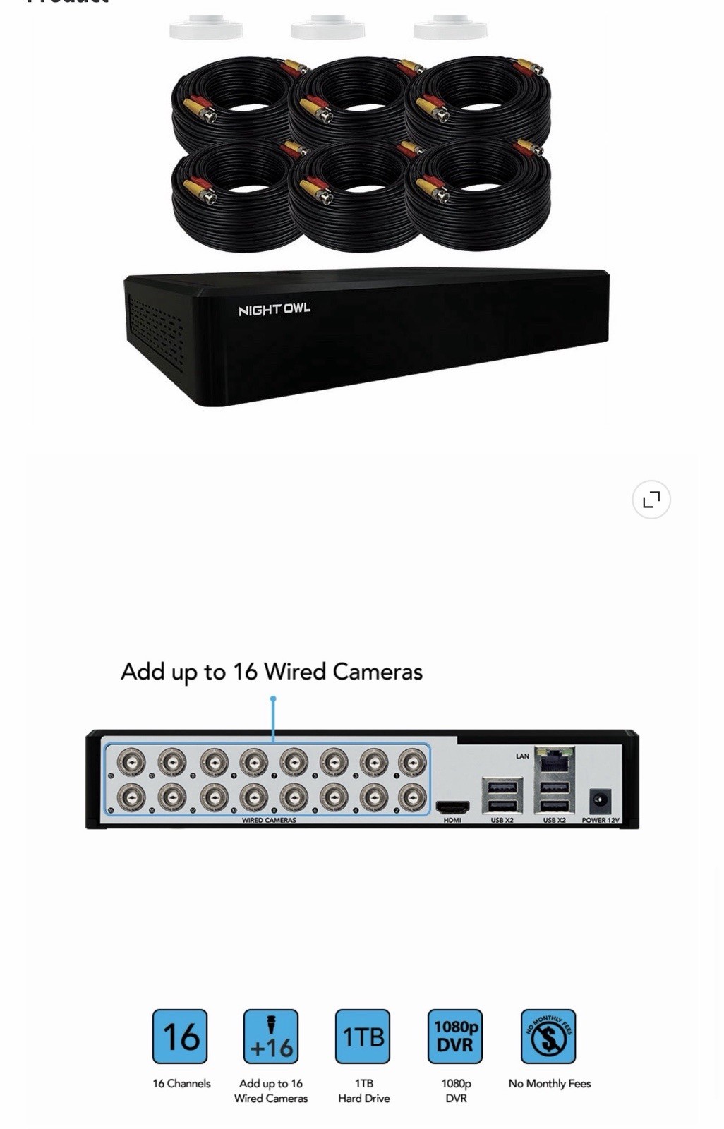 Night Owl 12 Channel DVR Security System with 6 Wired 1080p HD Spotlight Cameras