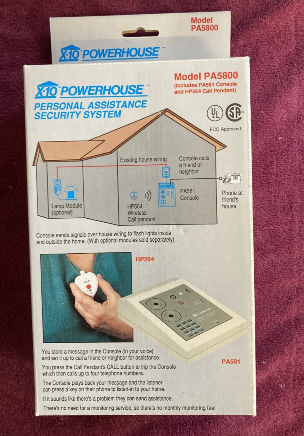 X-10 Powerhouse Personal Assistance Security System PA5800 New In Box