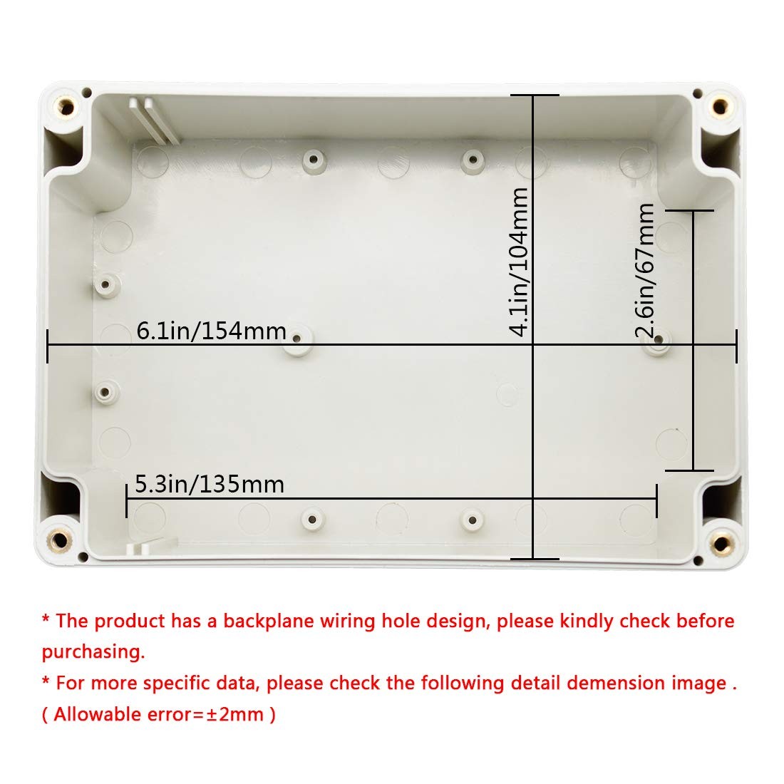 LeMotech ABS Plastic Junction Box Dustproof 6.3×4.3×3.5, Clear, Light Gray