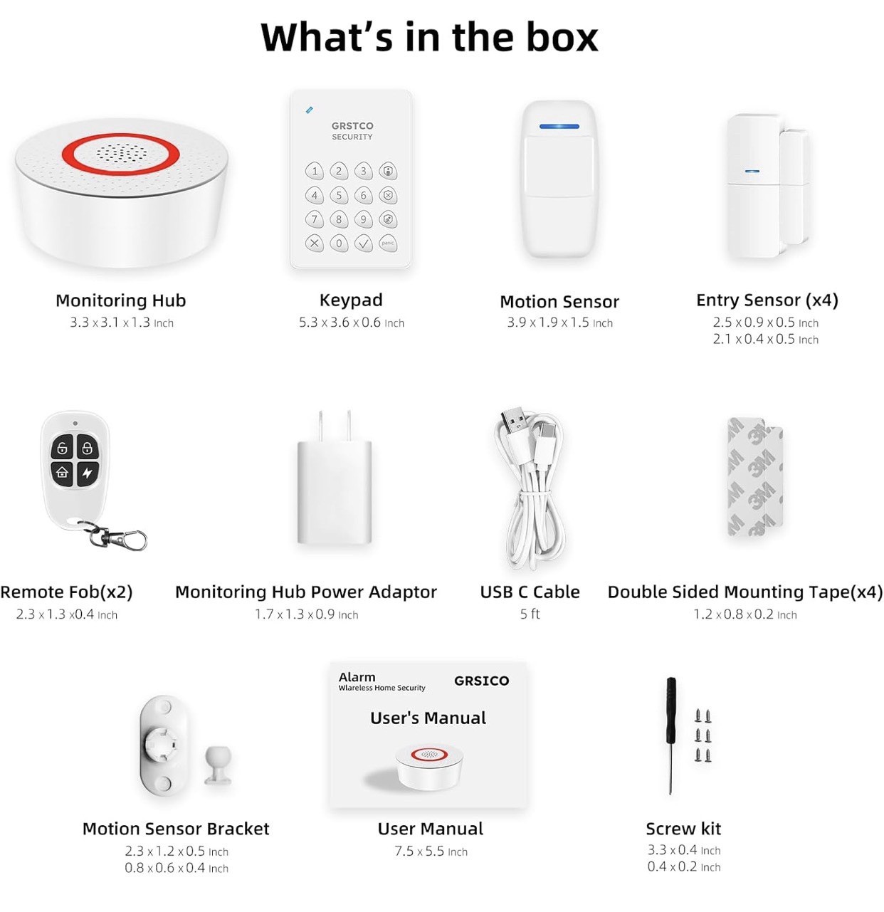 Wireless Alarm System 9 Piece Kit, WiFi Alarm System for Home Security With App