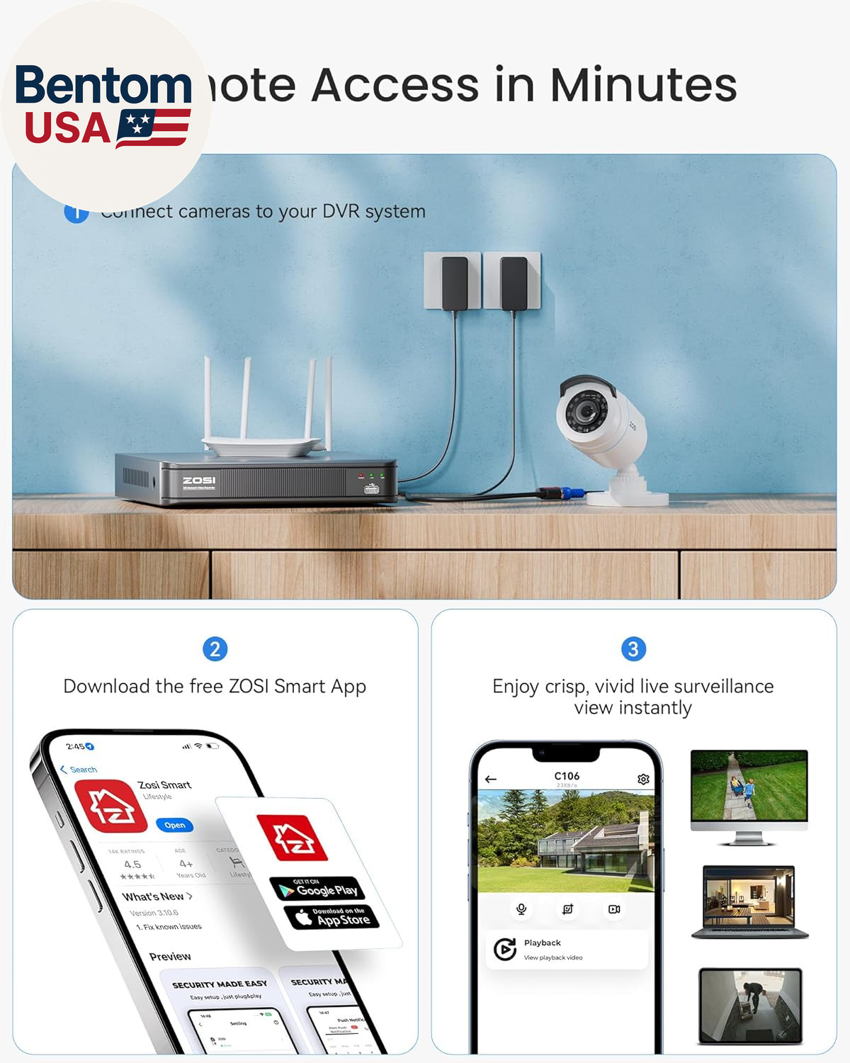 H.265+ Full 1080P Home Security Camera System with AI Human Vehicle Detection, 8