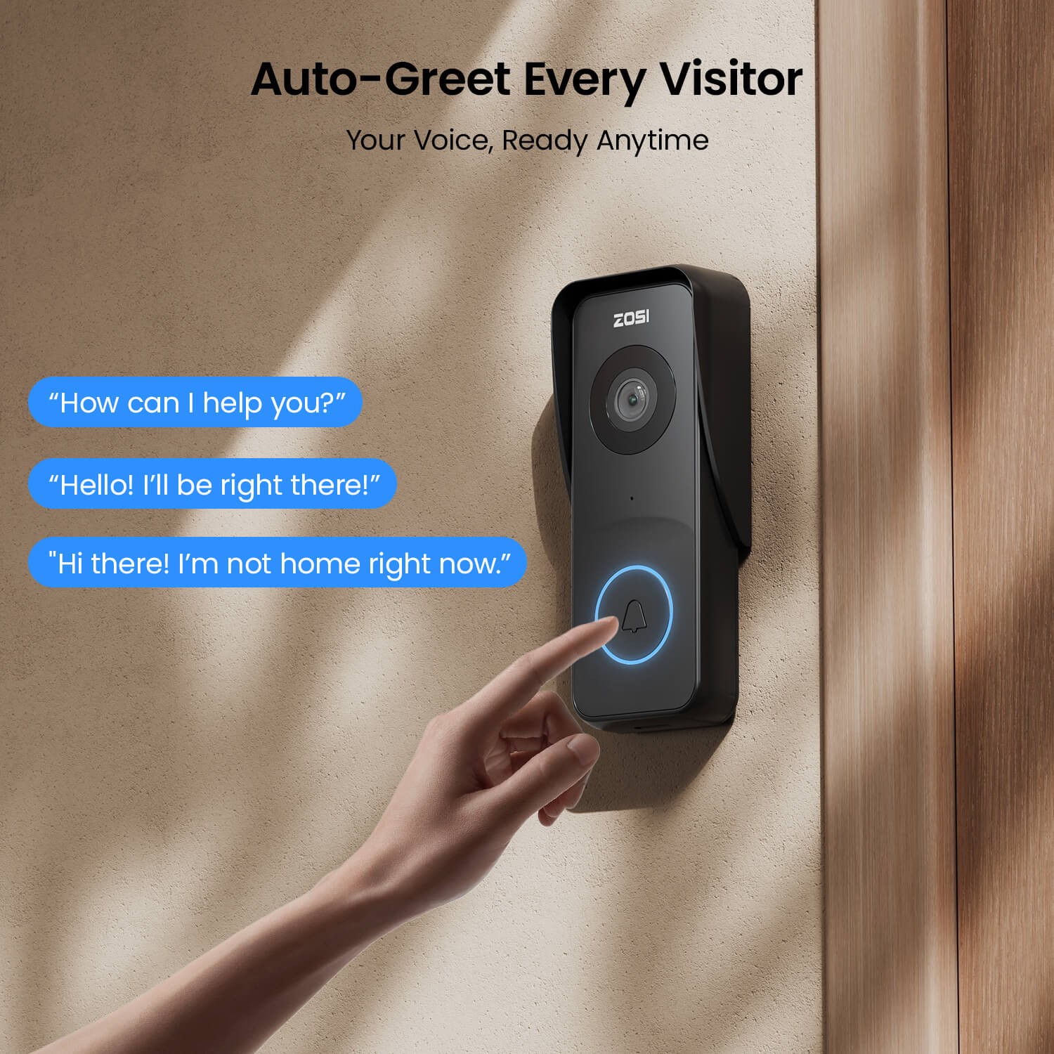 ZOSI 2.5K 5G WiFi Video Door Bell Camera Chime Doorbell Smart Person Detection