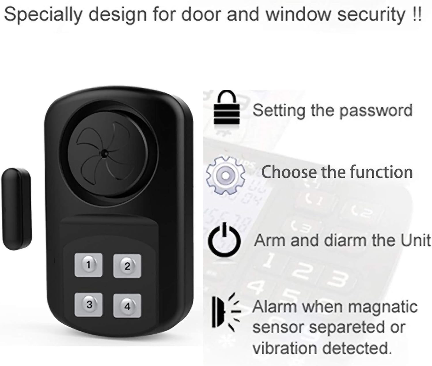 Outdoor Door Alarm with Remote Keypad, Waterproof Ip67,Inground Pool