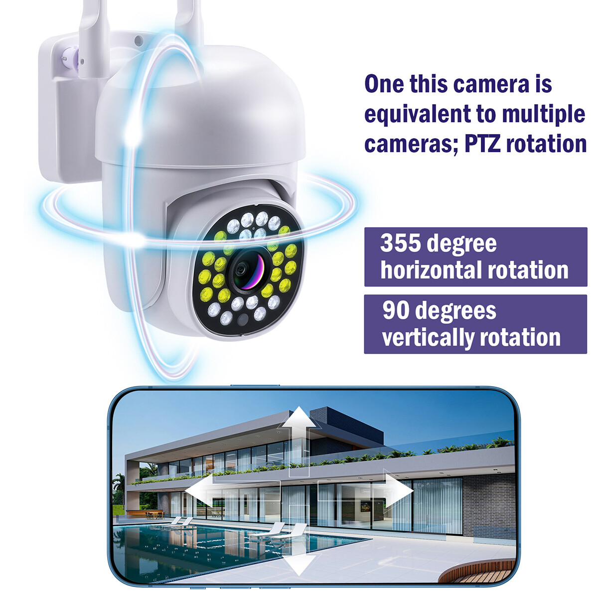 2MP 1080P HD Wifi IP Camera Pan/Tilt Outdoor Home Smart CCTV Night Vision IR Cam