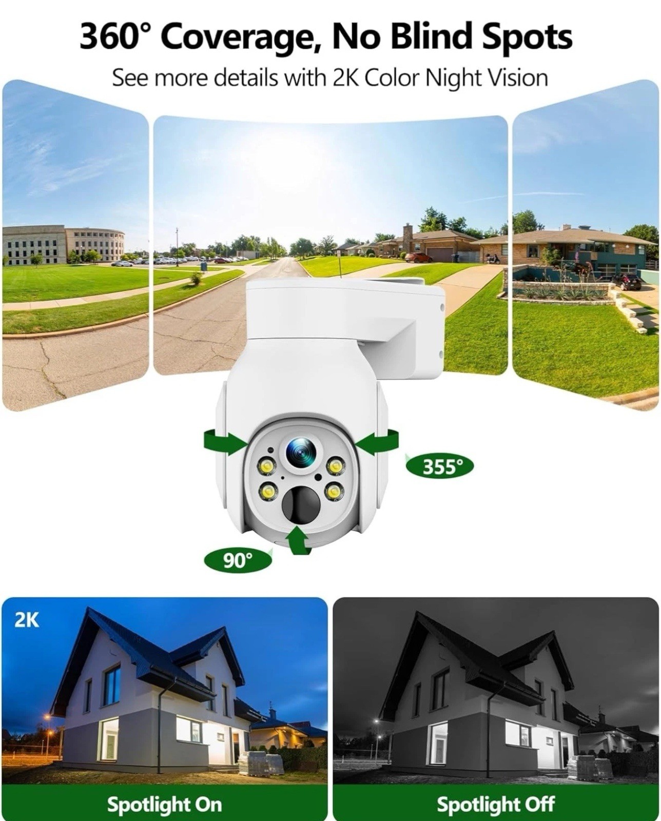 SC23 Solar Security Camera Wireless Outdoor 4MP WiFi Camera with 360° PTZ View