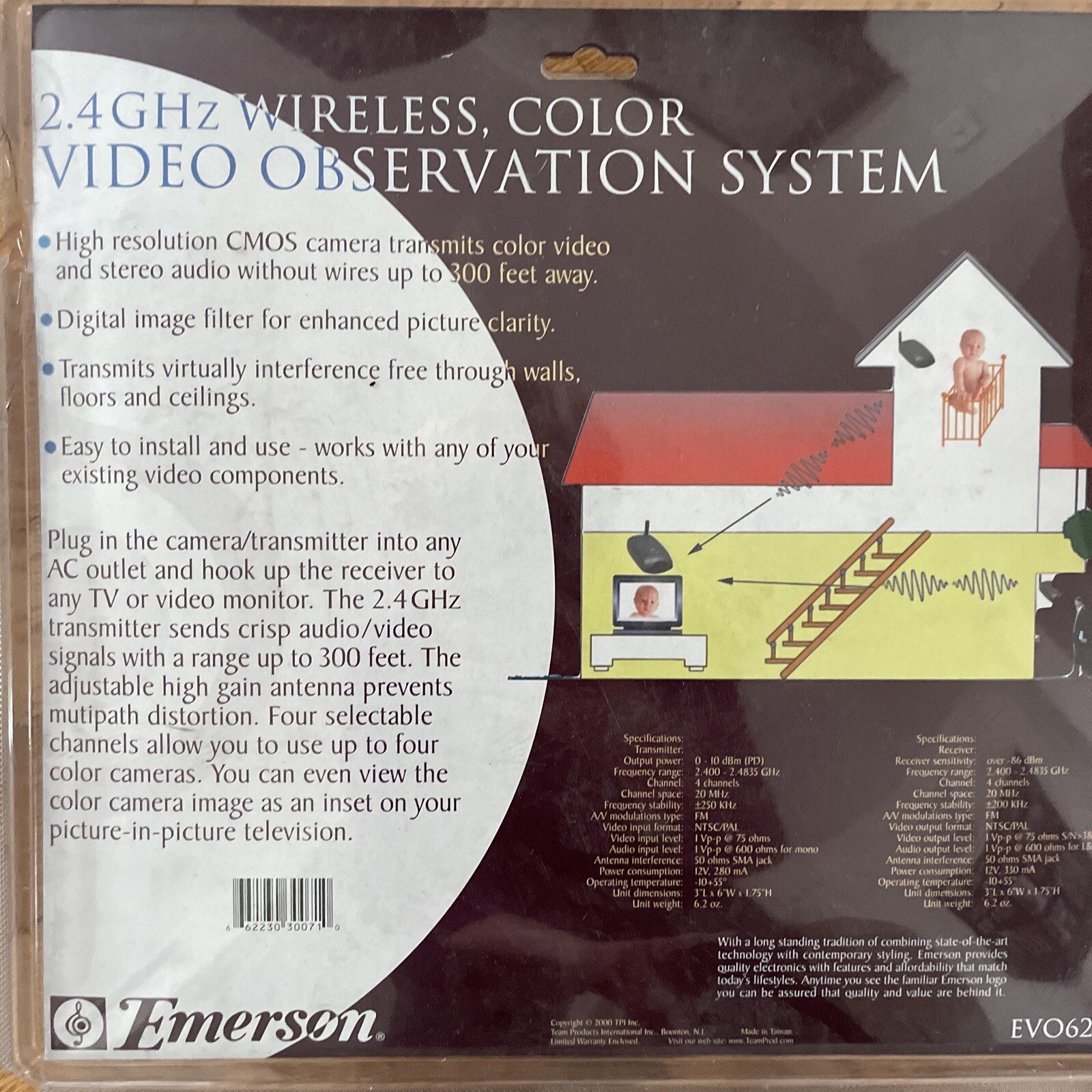 EMERSON EVO6200 2.4 GHZ WIRELESS VIDEO OBSERVATION SYSTEM NEW Old Stock