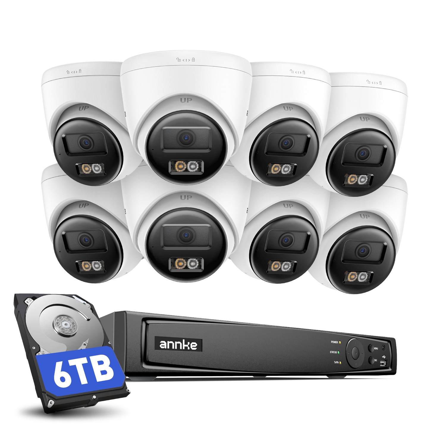 ANNKE 8CH 12MP NVR 3K 5MP POE Color Night Security Camera System Two Way Audio