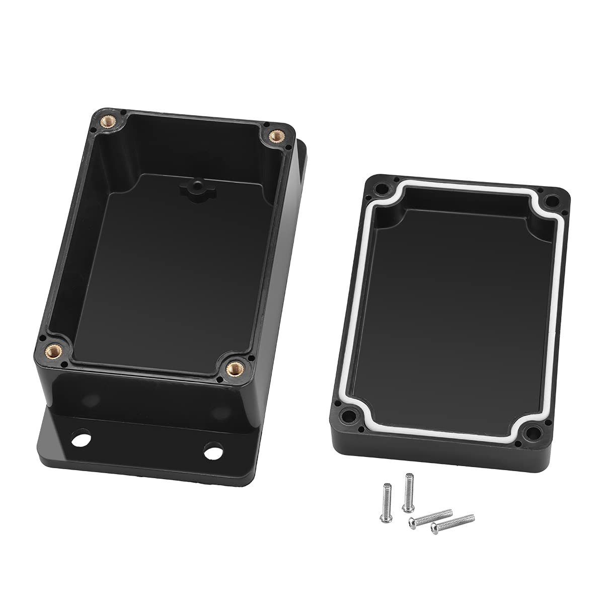 Pinfox 2 Pack IP65 Electronic Project Box Plastic 3.95″ x 2.7″ x 2″, Black