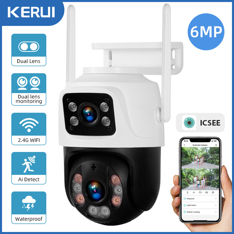 WiFi Camera Security 6MP System PTZ Outdoor Wireless Home 8CH NVR CCTV Audio Kit