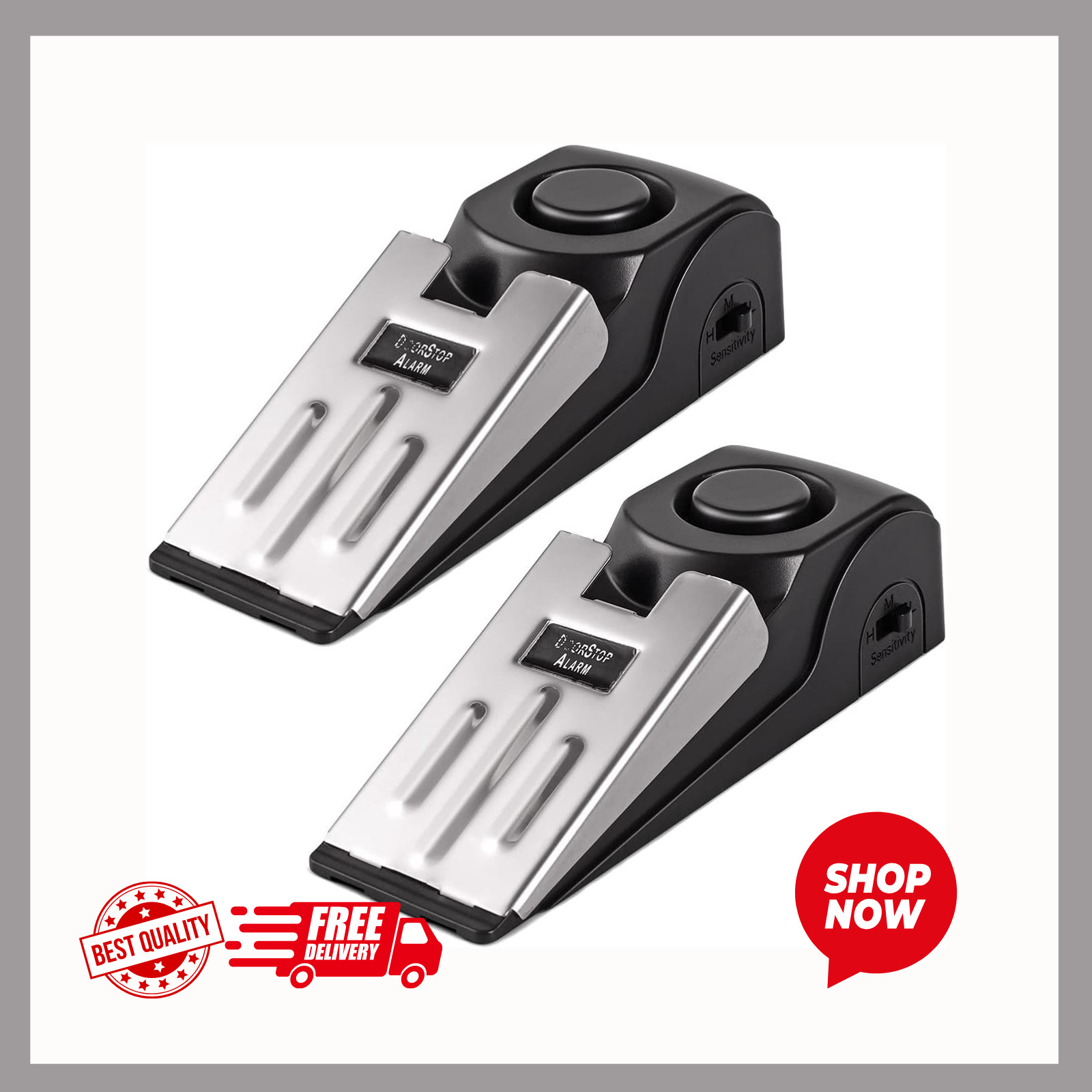 Door Stop Alarm Door Stopper Security 120DB Siren Portable Travel Home 2 Pack Mi