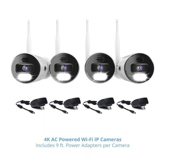 Night Owl 4K UHD Wi-Fi NVR with 4 Spotlight Cameras 1TB HDD (CL-BT8WN-14L) USED