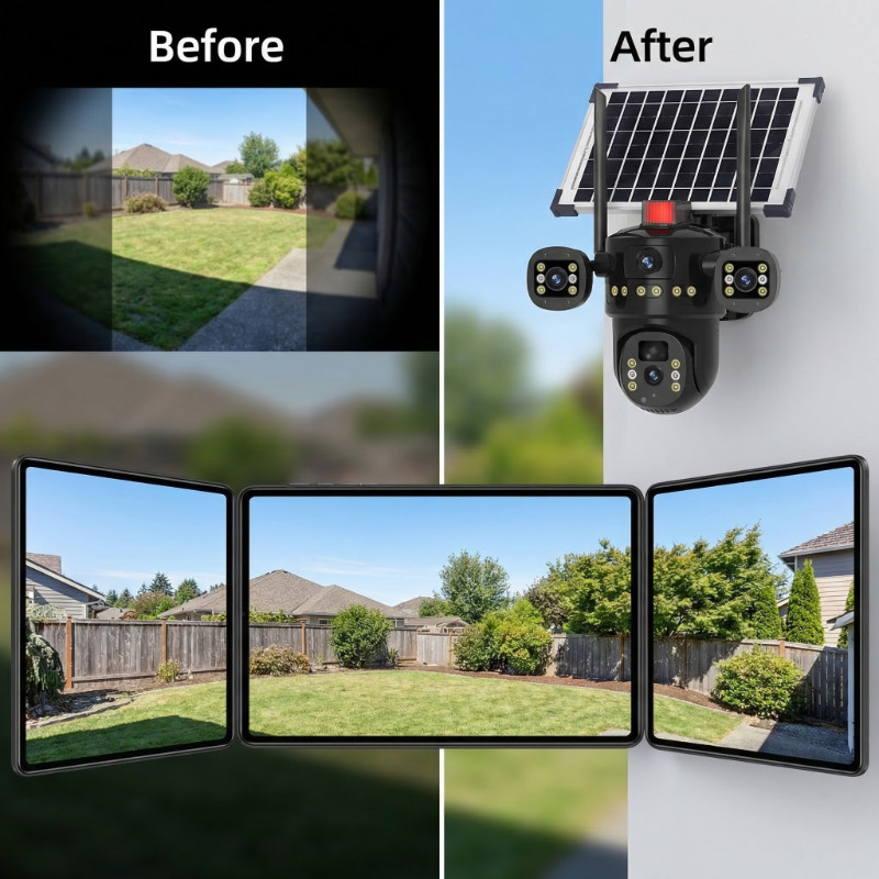 Solar Battery Powered Wireless Security Camera System WiFi IP Home Outdoor US