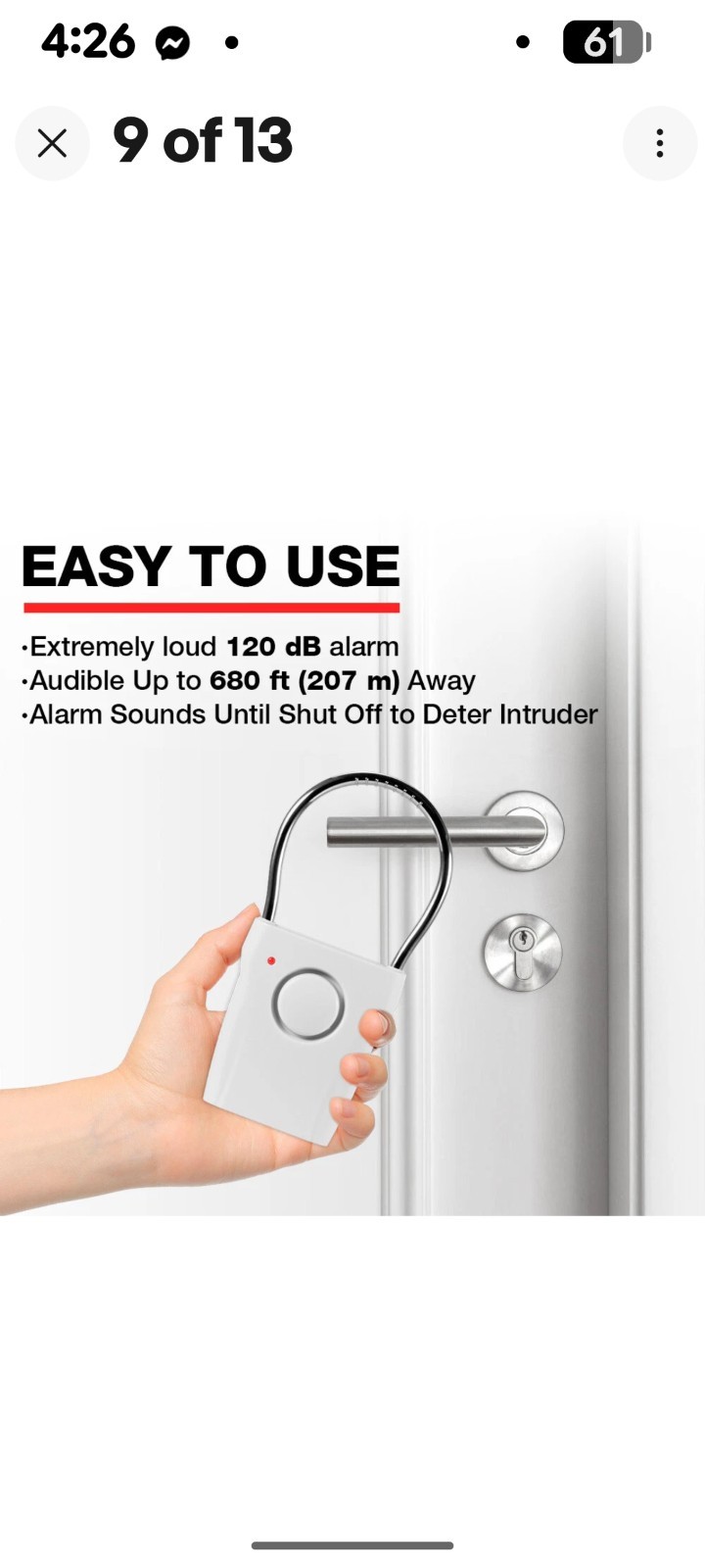 4 X 120dB Touch Sensor Handle Alarm Anti-Theft Security Door Window Burglar USA