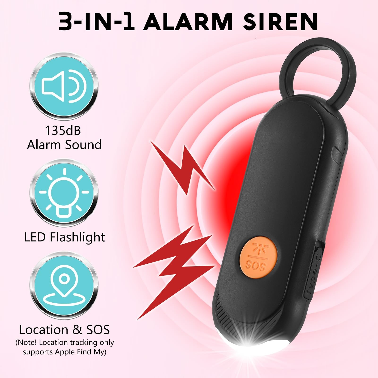 Personal Safety Alarm for Women – 135dB Loud Siren & Strobe Light, Anti-Loss …