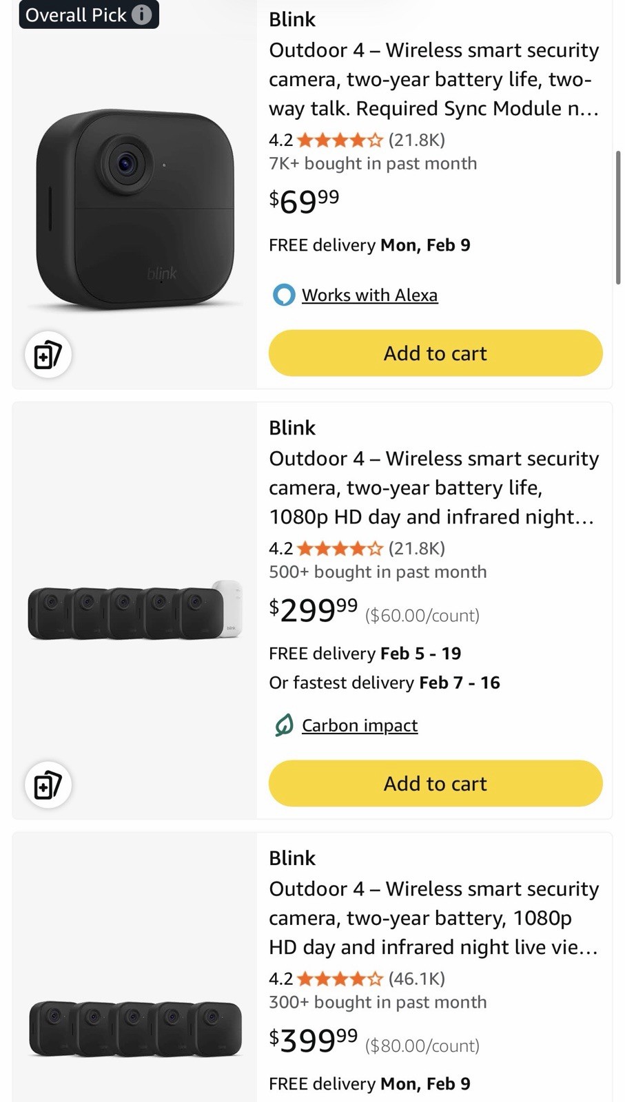 6 Blink Outdoor 4 Wireless Night Vision + Sync Module + Doorbell Cam+ Indoor Pan