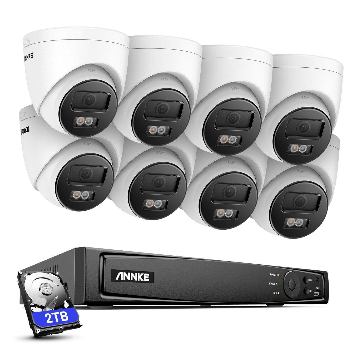 ANNKE 12MP 8CH NVR 4K Audio POE Security Camera System AI Color Night 2TB IP67