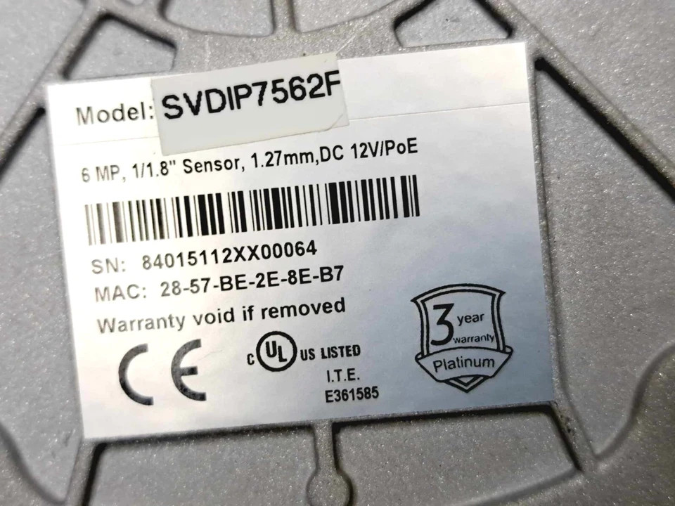 ? SMART VISION DIRECT SVDIP7562F IP CAMERA WIDE DYNAMIC RANGE CLEAR IMAGE WHITE