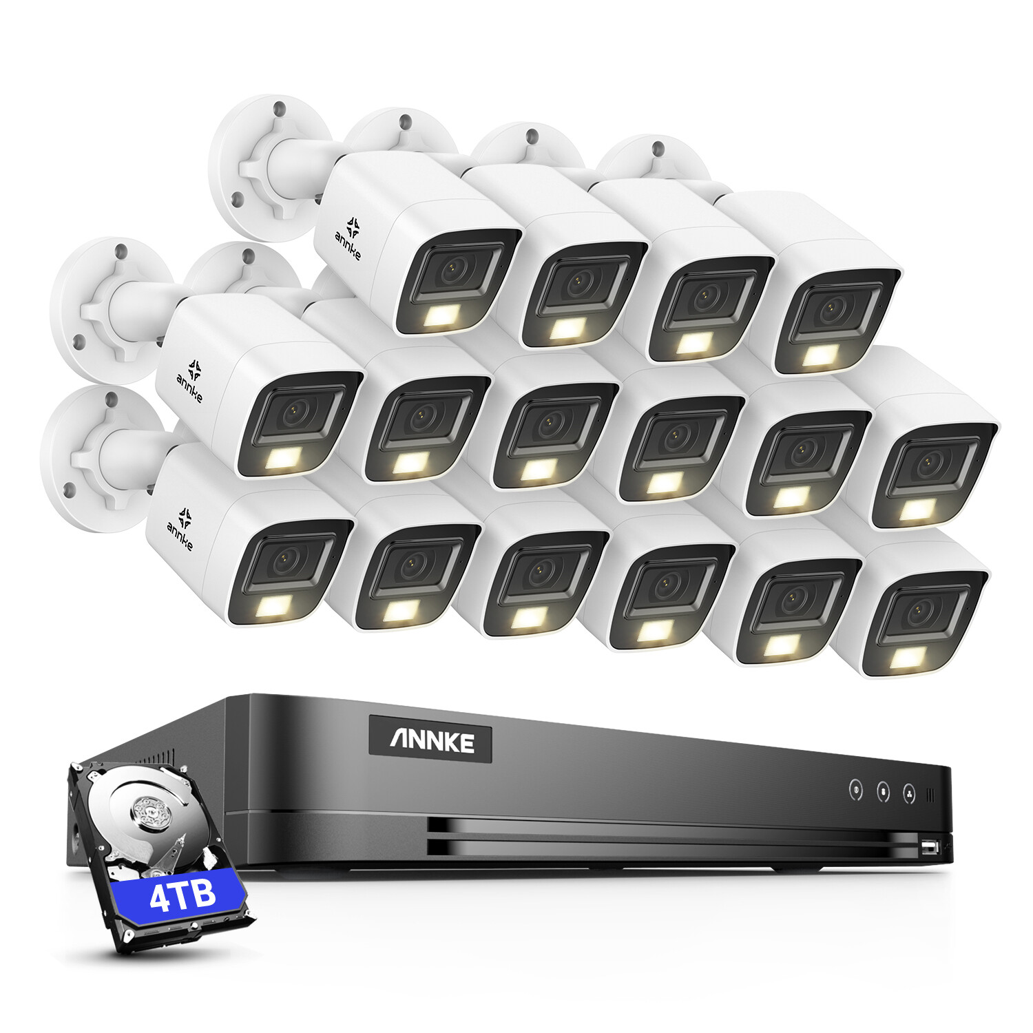 ANNKE 8MP 16CH DVR 4K CCTV Security Camera System Color Night Vision IP67 H.265+