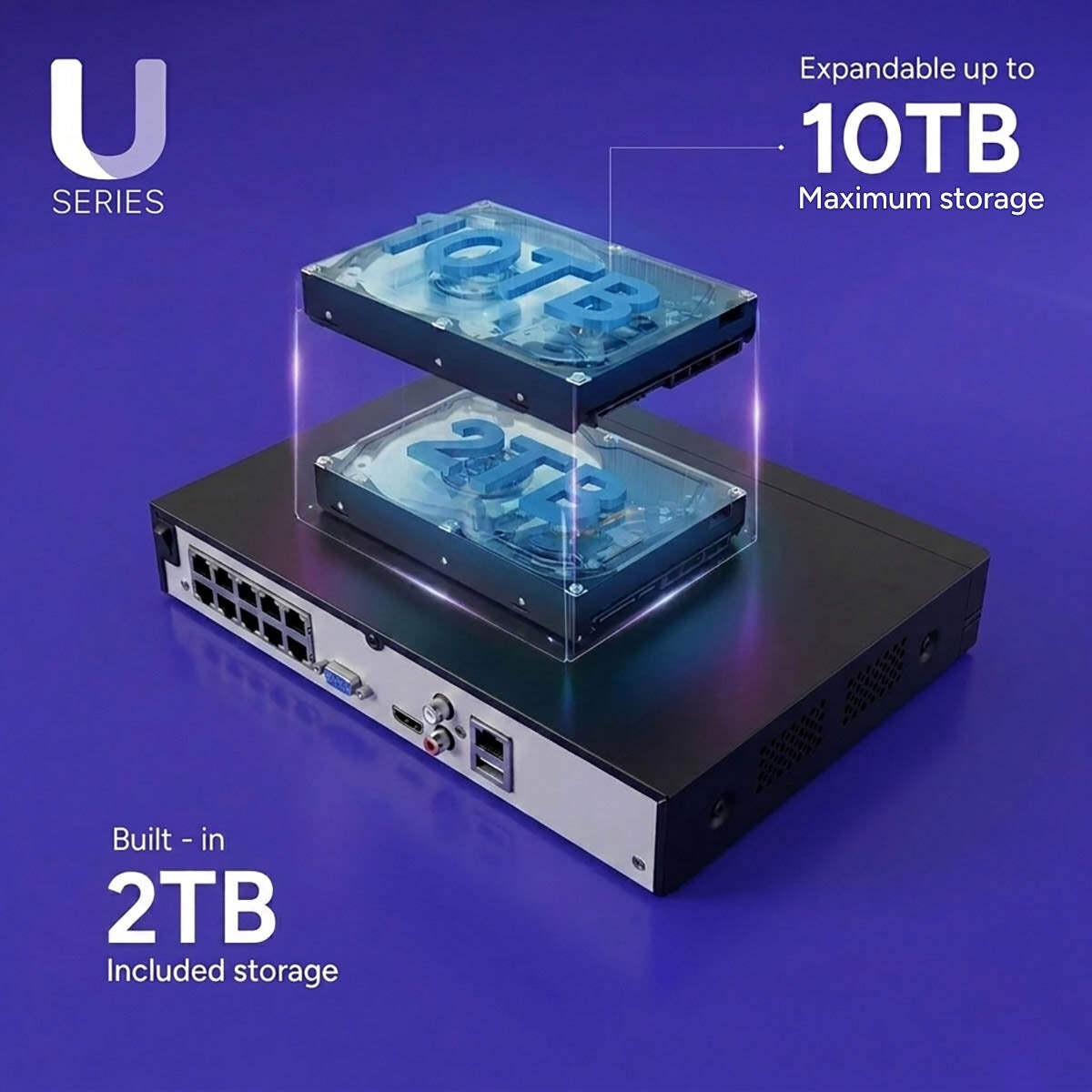 Lorex Connect U Series 4K 8-Channel Wired NVR System with U3 2K+ PoE Turret Came