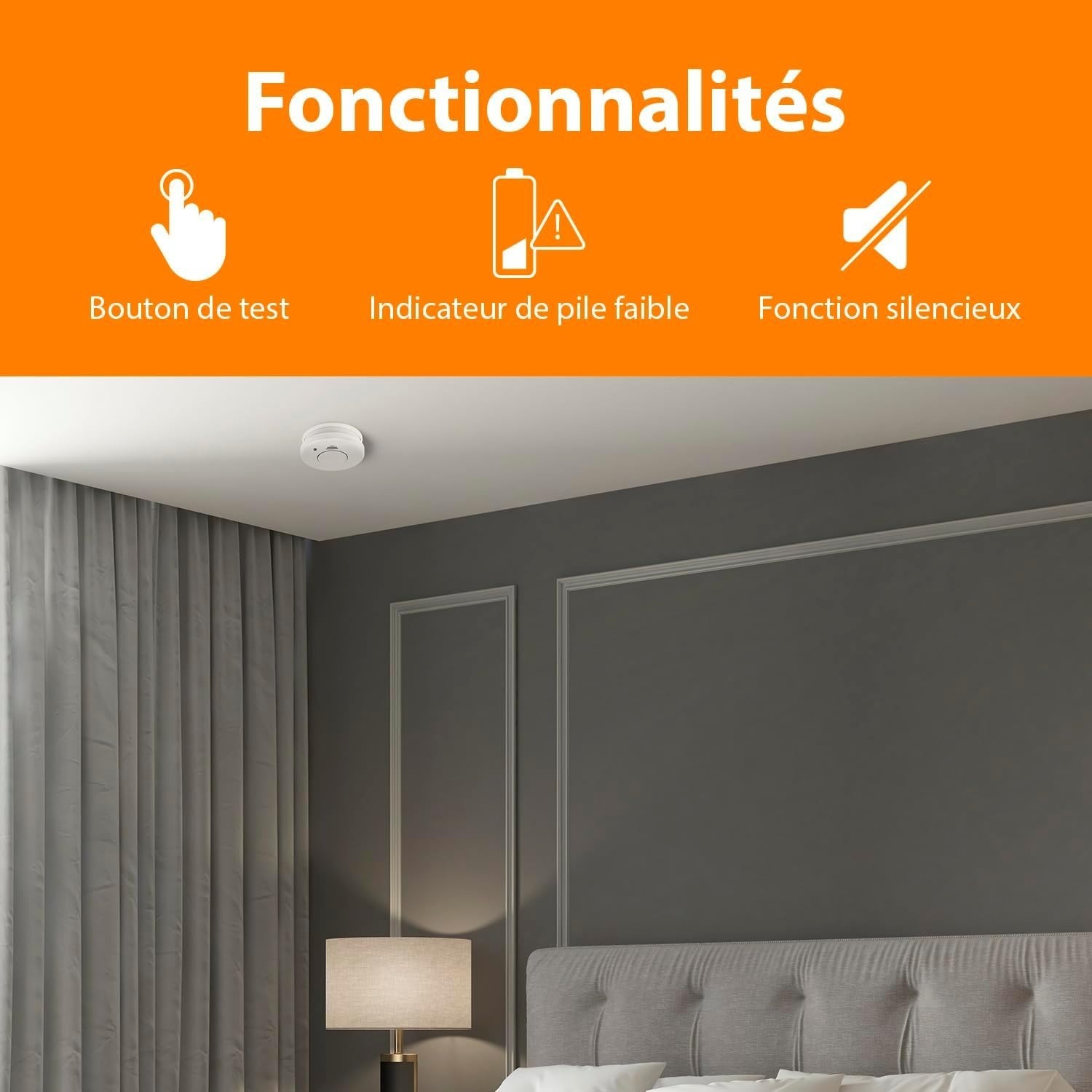 Smartwares 10.04.62 détecteur de fumée – Capteur Optique – Bouton de Test – 85db