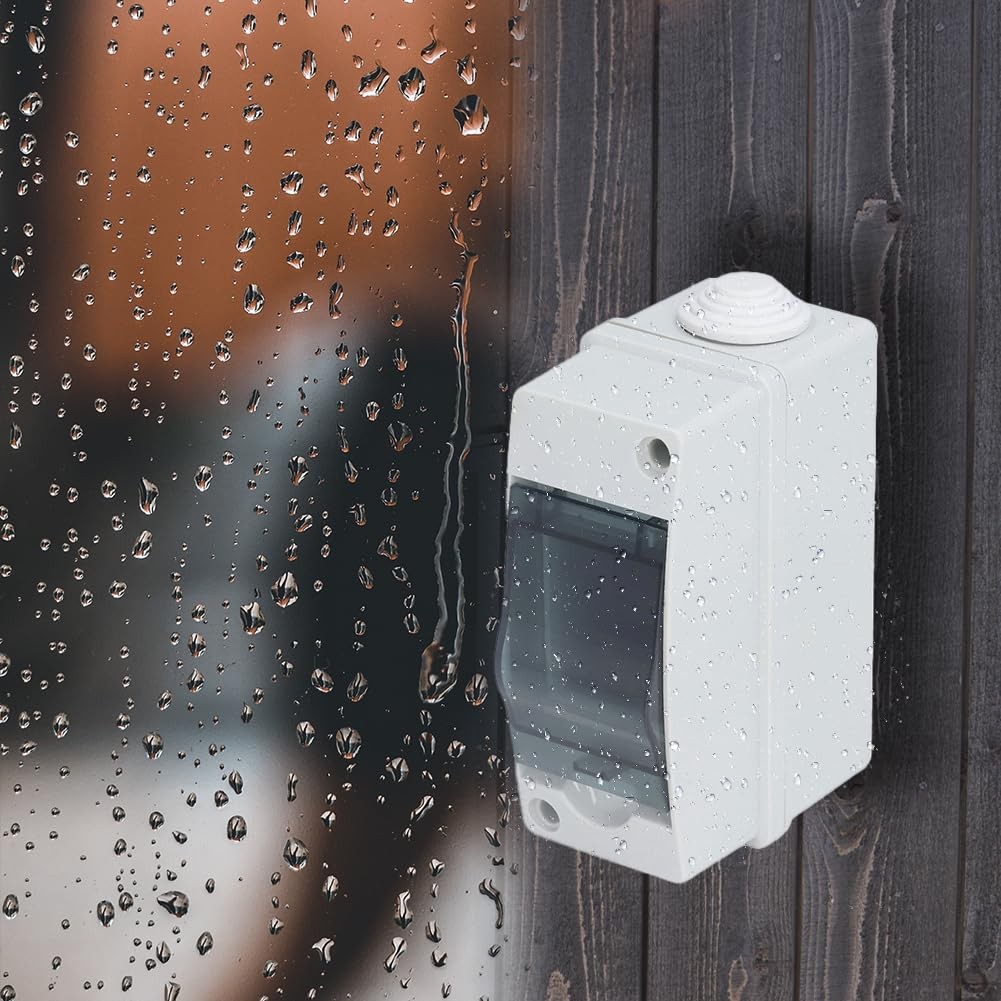 Lwuey 2 Way Breaker Box, Din Rail Box MCB Distribution Protection Gray