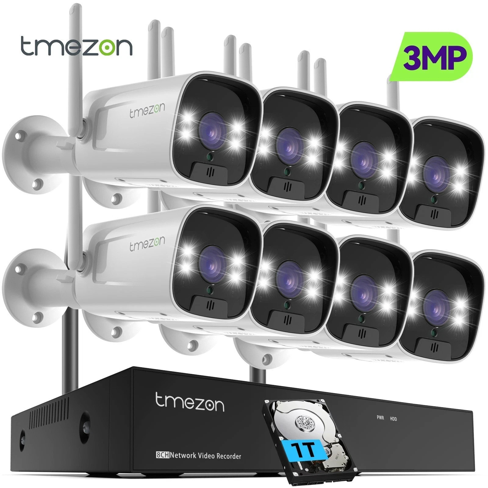 3MP Wireless WIFI Security Camera System Audio 10CH NVR CCTV for Home Security