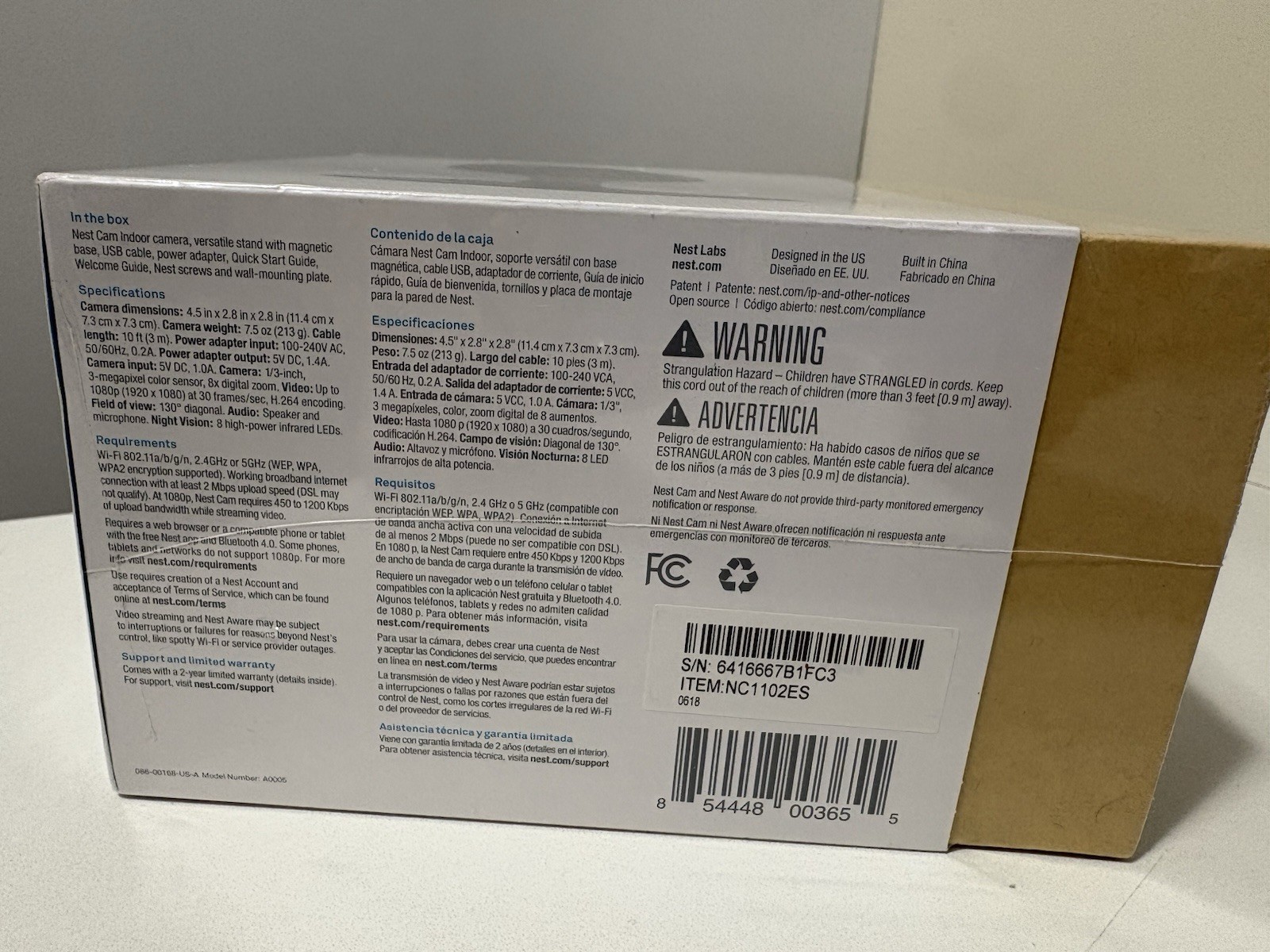 NEW Google Nest NC1102ES Cam Indoor Security Camera 1st Generation SEALED