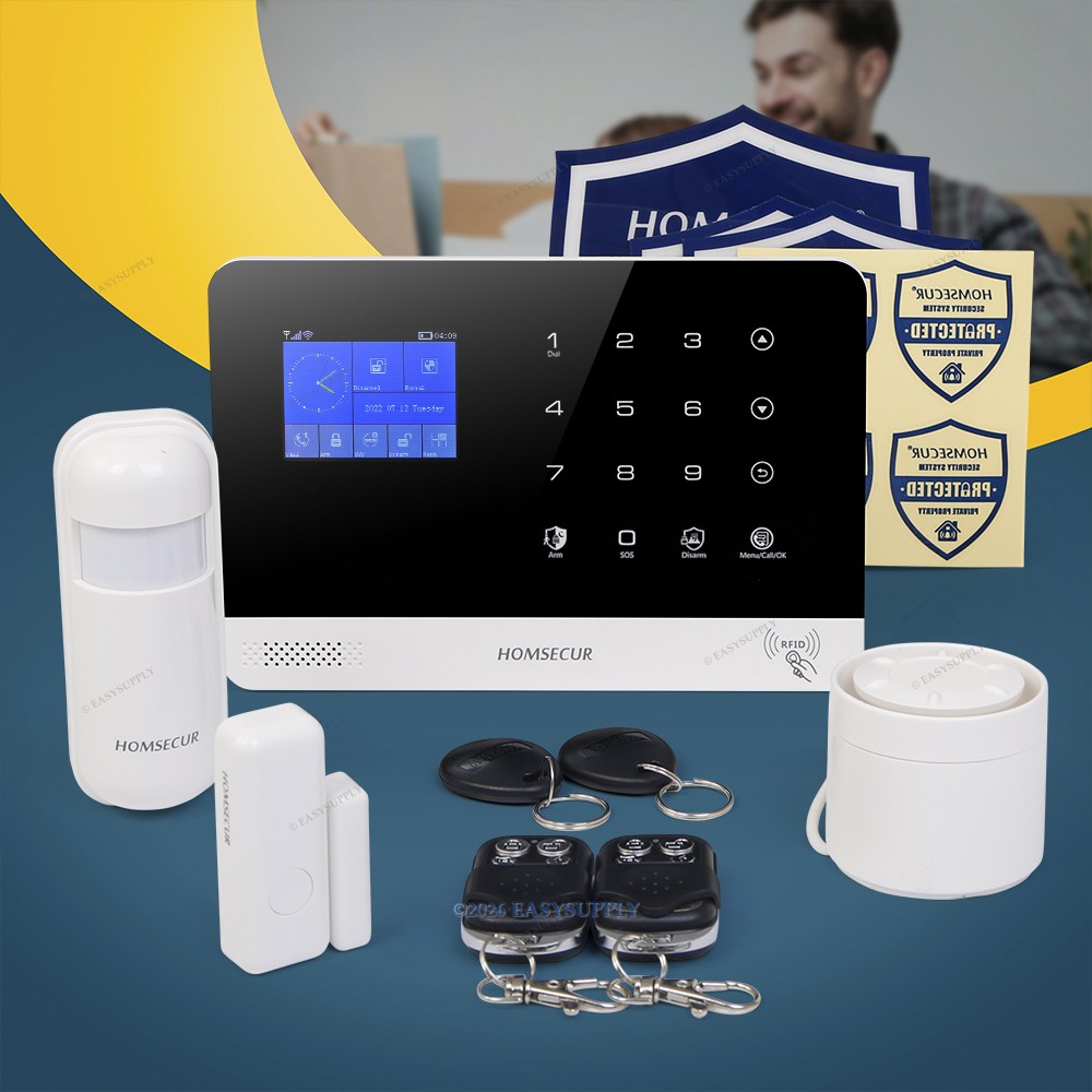 HOMSECUR WIFI Intrusion Detection System With 1 Panel PIR Door Sensor Siren& RC