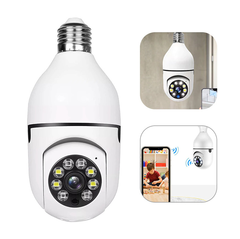 360° Panoramic WiFi IR IP E27 Light Bulb Camera 1080P Night Smart Home Wireless