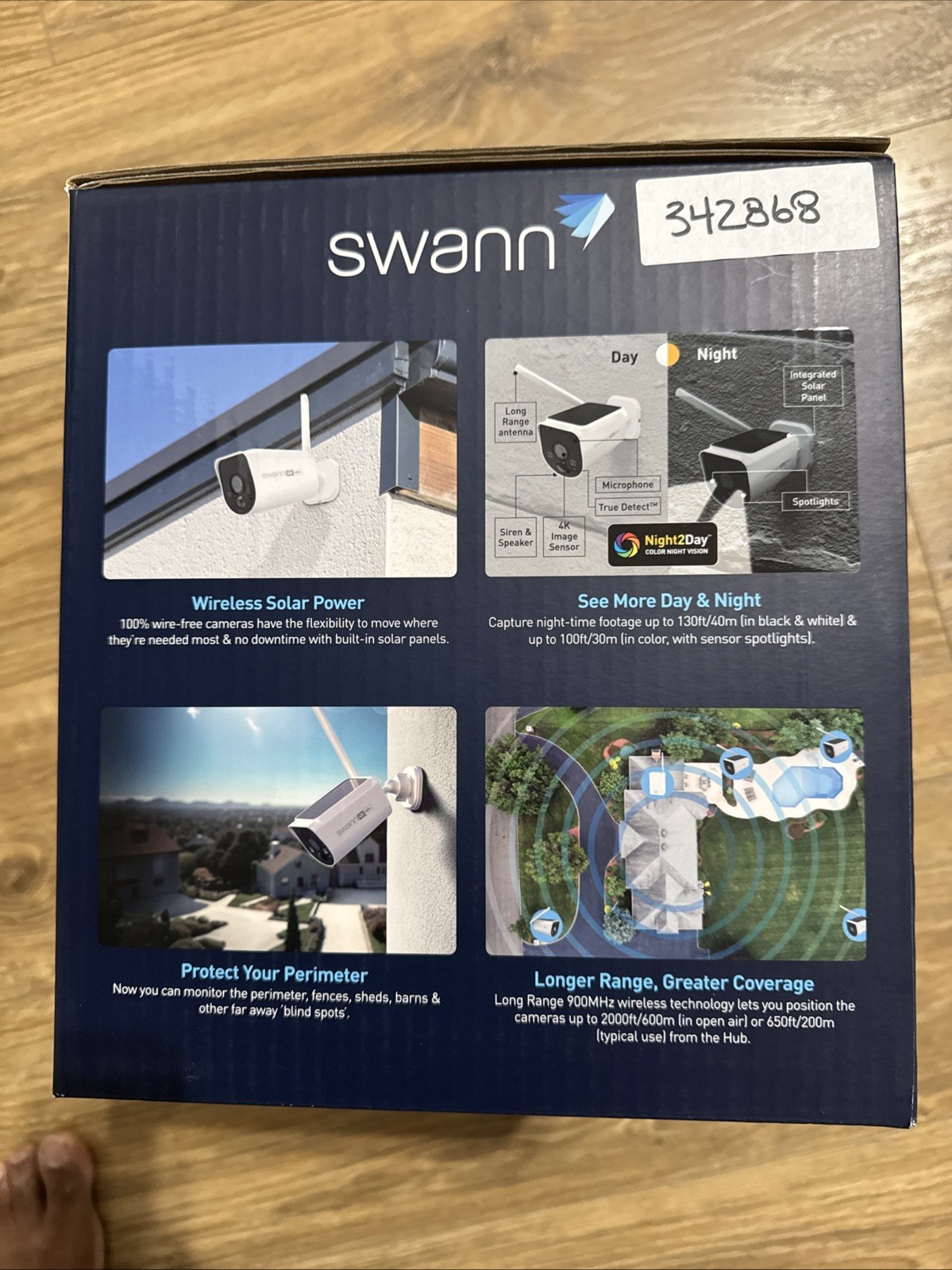 Swann MaxRanger Version 2 4K Solar Wireless Security System Base Station + 2 Cam