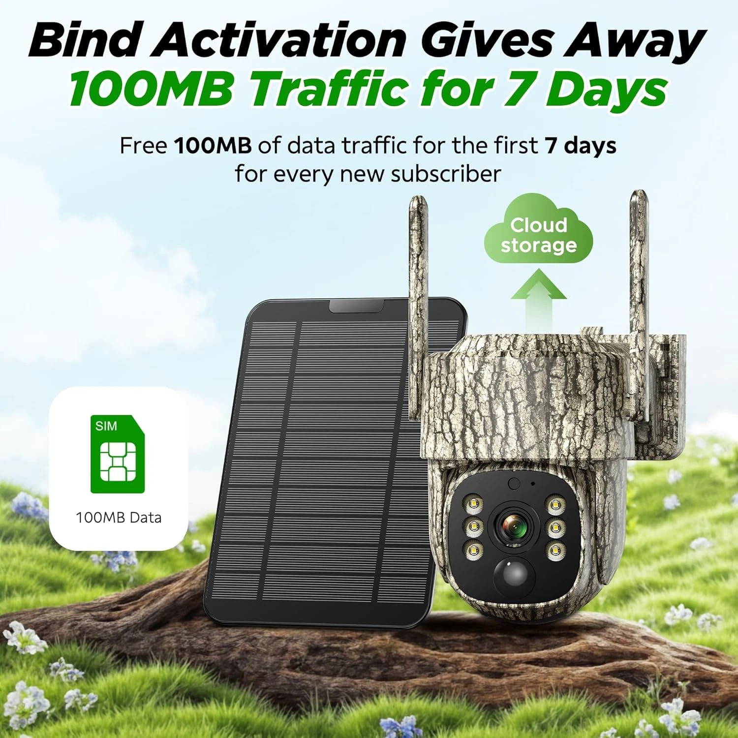 6W Solar Power Panel 4G LTE Dual Lens PIR Trail Camera 300M SIM Card 15000mAh
