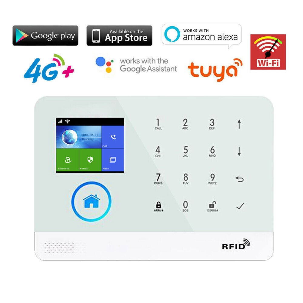 TUYA WiFi+US 4G GSM Smart Home Security Alarm System w/Keypad PIR Door Sensor