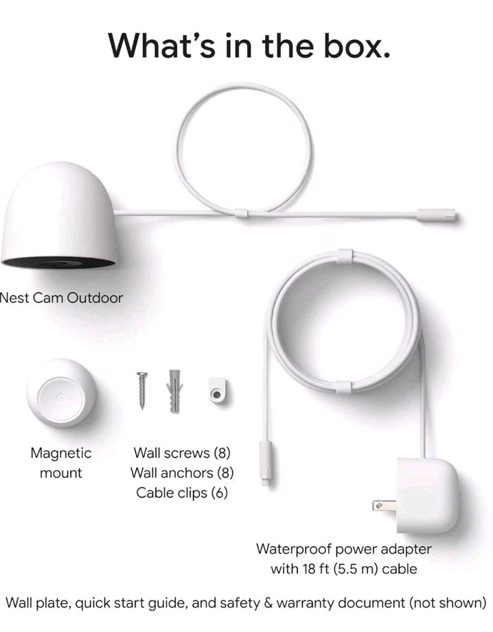 Google Nest Cam Outdoor Wired Security Camera 2nd Gen 2K HDR IP65 AI (Snow)