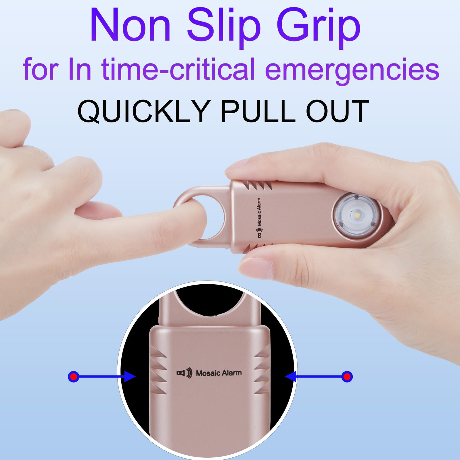 135dB Rechargeable Personal Safety Alarm Built-in Ultra-Bright Flashlight Non…