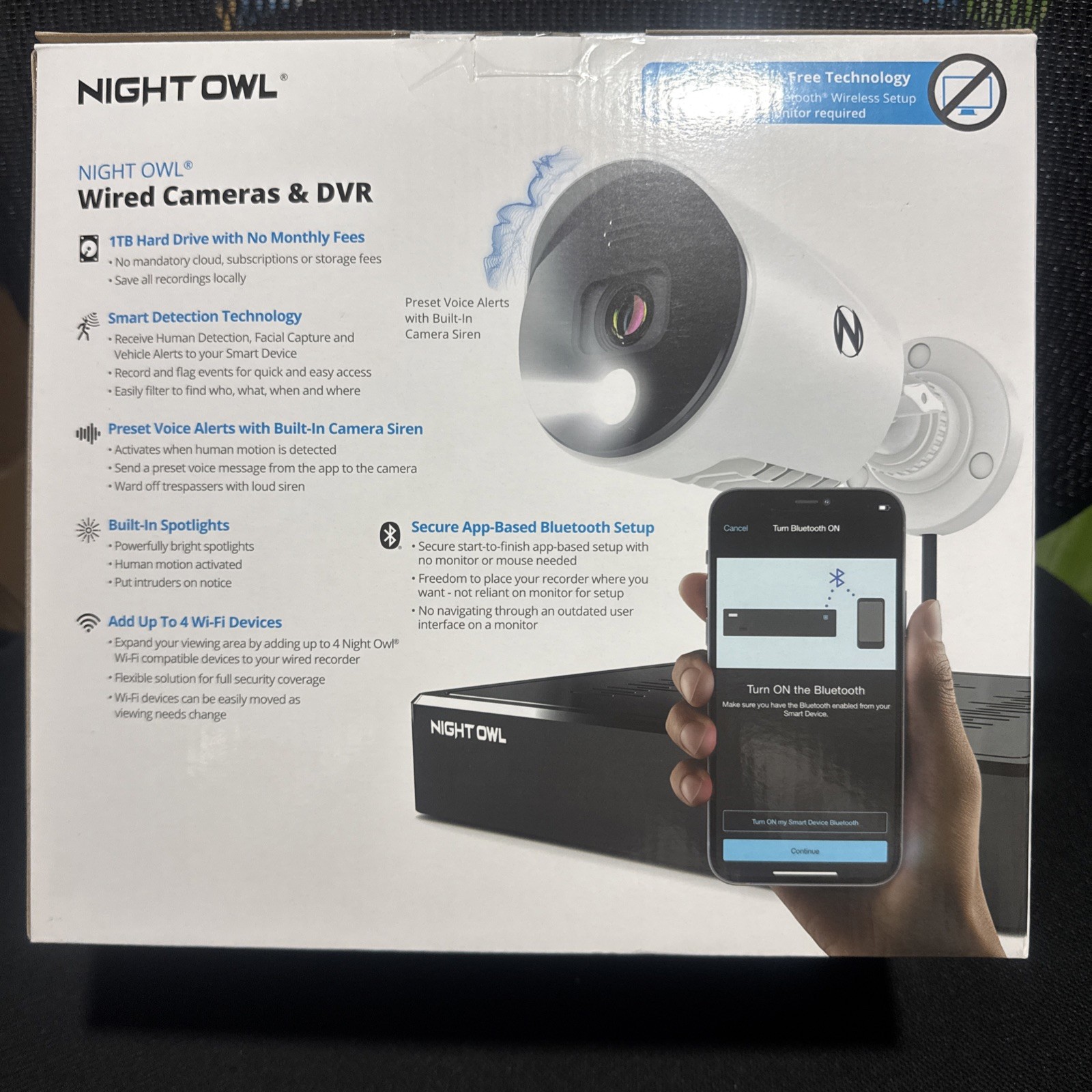 Night Owl UHD 1TB HDD 8 Channel 4K Bluetooth Camera System White WM-BTD881-4LSA